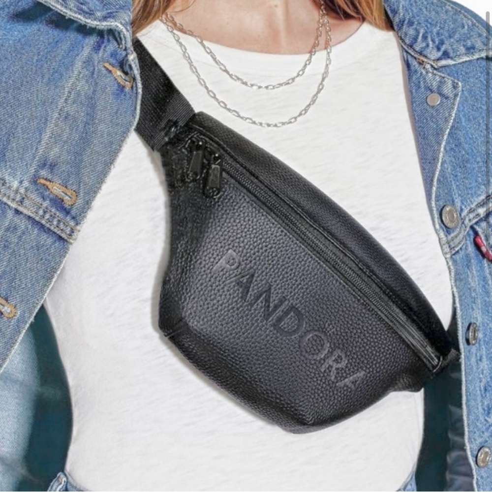 Pandora black faux-leather fanny bag
